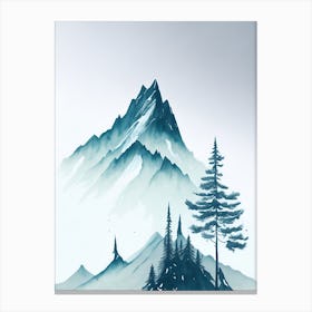 Mountain And Forest In Minimalist Watercolor Vertical Composition 249 Canvas Print