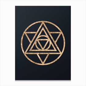 Abstract Geometric Gold Glyph on Dark Teal n.0064 Canvas Print