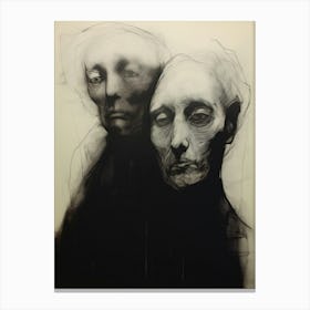 Ink Drawing Portrait Of Two People 1 Canvas Print