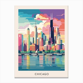 Chicago Colourful Travel Poster 11 Canvas Print