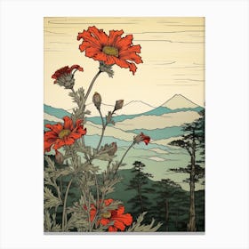 Hanagasa Japanese Florist Daisy 3 Japanese Botanical Illustration Canvas Print