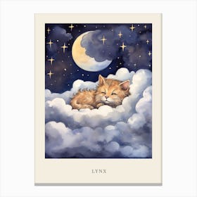 Baby Lynx 3 Sleeping In The Clouds Nursery Poster Canvas Print