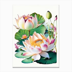 Lotus Flowers In Park Decoupage 7 Canvas Print