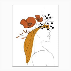 Woman With Flowers In Her Hair 1 Canvas Print