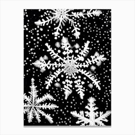 Intricate, Snowflakes, Black & White 3 Canvas Print