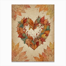 Autumn Leaves Heart Canvas Print