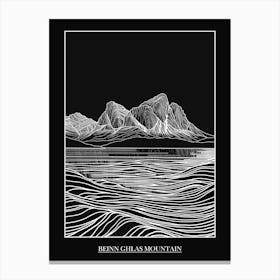Beinn Ghlas Mountain Line Drawing 3 Poster Canvas Print