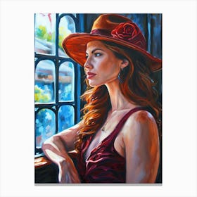 Woman In A Red Hat Canvas Print