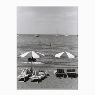Italian Summer Black White Photography Canvas Print