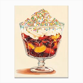 Retro Trifle With Rainbow Sprinkles Vintage Cookbook Inspired 3 Canvas Print