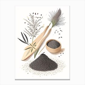 Black Sesame Spices And Herbs Pencil Illustration 2 Canvas Print