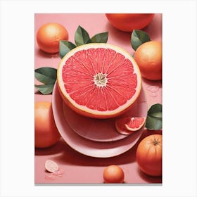 Pink Grapefruit Art Print 1 1 Canvas Print