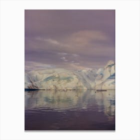 Icelandic Glacier Lake In Purple Sunset Canvas Print