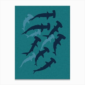 Hammerhead Shark Green Canvas Print