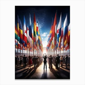 A Monumental Assembly Of Global Country Flags Arranged In A Harmonious Panorama Of Unity And Divers (1) Canvas Print