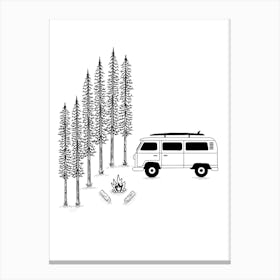 Campervan In The Forest Canvas Print