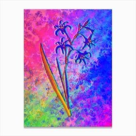 Gladiolus Cuspidatus Botanical in Acid Neon Pink Green and Blue Canvas Print
