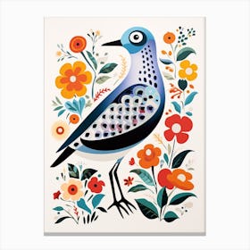 Scandinavian Bird Illustration Grey Plover Canvas Print