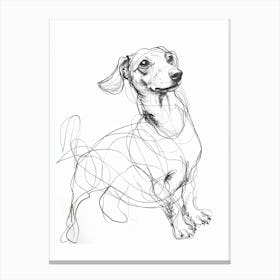 Dachshund Dog Charcoal Line 2 Canvas Print