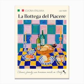 La Bottega Del Piacere Trattoria Italian Poster Food Kitchen Canvas Print