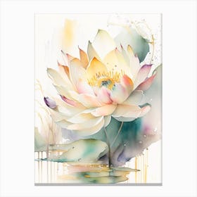 Lotus Flower Bouquet Storybook Watercolour 5 Canvas Print