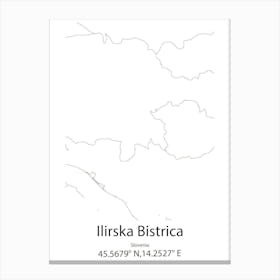 Ilirska Bistrica,Slovenia Minimalist Map Canvas Print