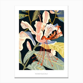 Colourful Flower Illustration Poster Honeysuckle 2 Canvas Print