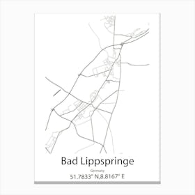 Bad Lippspringe,Germany Minimalist Map Canvas Print