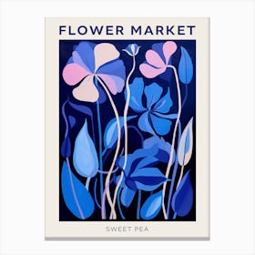 Blue Flower Market Poster Sweet Pea 3 Canvas Print