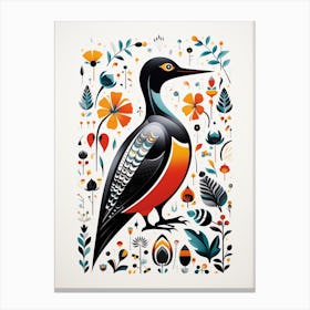 Scandinavian Bird Illustration Common Loon 2 Canvas Print