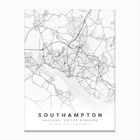 Southhampton England White Map Stampe su tela