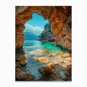 Cave On The Beach Canvas Print