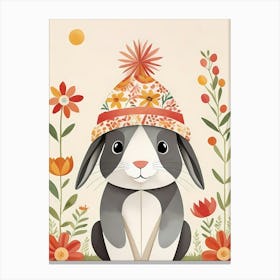 Floral Cute Baby Rabbit Bunny Nursery (20) Canvas Print
