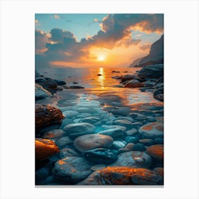 Sunset With Rocks Canvas Print