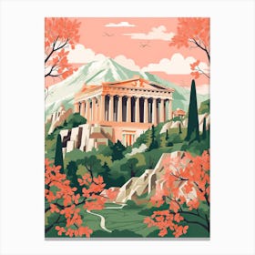 The Parthenon   Nashville, Usa   Cute Botanical Illustration Travel 5 Canvas Print