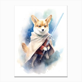 Corgi Dog As A Jedi 1 Canvas Print