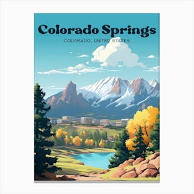 Colorado Springs United States Mountain Travel Art Illustration Canvas Print