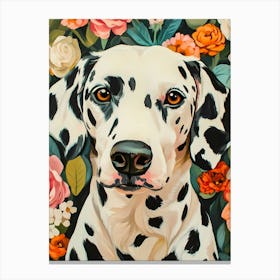 Dalmatian Dog Bloom Painting Canvas Print