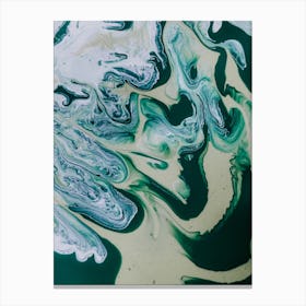 Green And White Swirls Canvas Print