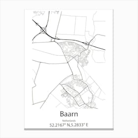 Baarn,Netherlands Minimalist Map Canvas Print