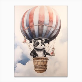 Baby Raccoon In A Hot Air Balloon Canvas Print