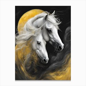 Two Horses In The Moonlight Canvas Print