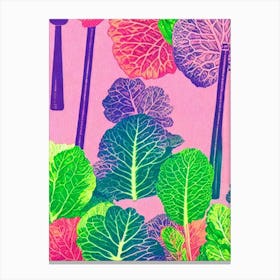 Lettuce Risograph Retro Poster Canvas Print