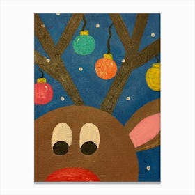 Rudolph the Red Nose Reindeer, Reindeer, Christmas, Cartoon, Funny, Art, Xmas, Wall Print Canvas Print