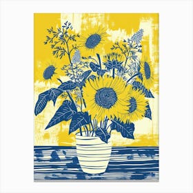 Sunflowers Flowers On A Table   Contemporary Illustration 3 Canvas Print