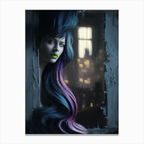 Girl With Blue Hair Canvas Print