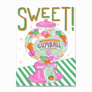 Sweet Gumball Machine Typography Canvas Print