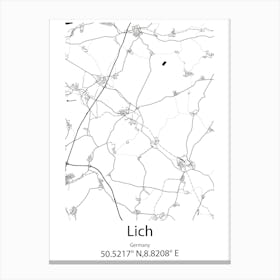 Lich,Germany Minimalist Map Canvas Print