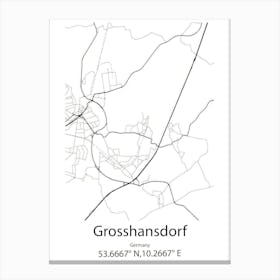 Grosshansdorf,Germany Minimalist Map Canvas Print