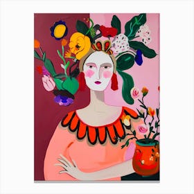 feminine flower woman Canvas Print